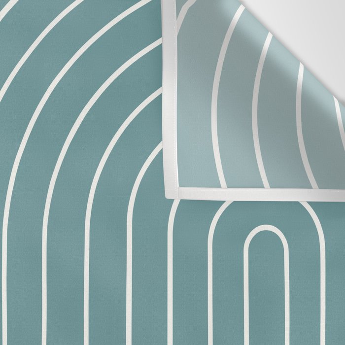 Minimal Line Curvature LXXXVI Beachy Teal Mid Century Modern Arch Abstract Wall Tapestry Gallery Image 3