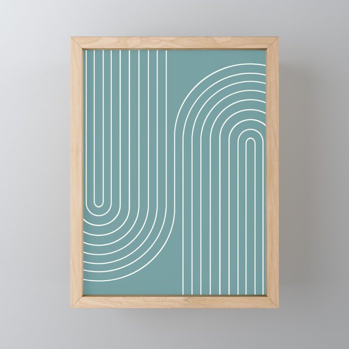 Minimal Line Curvature LXXXVI Beachy Teal Mid Century Modern Arch Abstract Mini Art Print Gallery Image 1