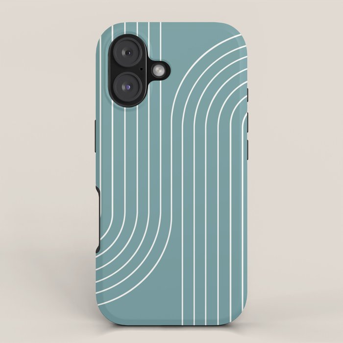 Minimal Line Curvature LXXXVI Beachy Teal Mid Century Modern Arch Abstract iPhone Case Gallery Image 1