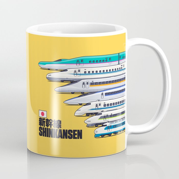 Shinkansen Bullet Train Evolution - Yellow Coffee Mug Gallery Image 1