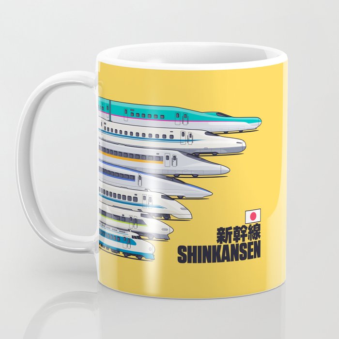 Shinkansen Bullet Train Evolution - Yellow Coffee Mug Gallery Image 3