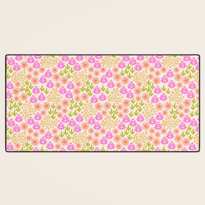 Retro Tropical Flora Pattern Desk Mat Gallery Image 3