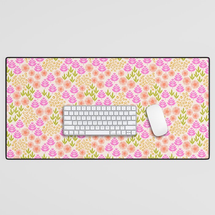 Retro Tropical Flora Pattern Desk Mat Gallery Image 1