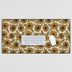 Floral Pattern / Turmeric Yellow & Green Desk Mat Gallery Image 1