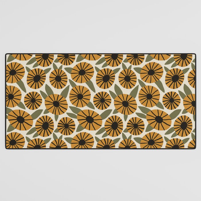 Floral Pattern / Turmeric Yellow & Green Desk Mat Gallery Image 3