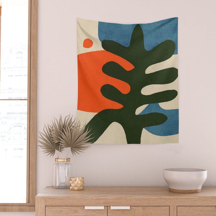Abstract Sun and Leaf Shapes Wall Tapestry Gallery Image 2