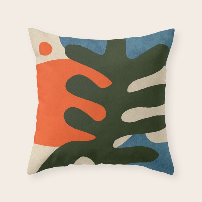 Abstract Sun and Leaf Shapes Throw Pillow Gallery Image 1