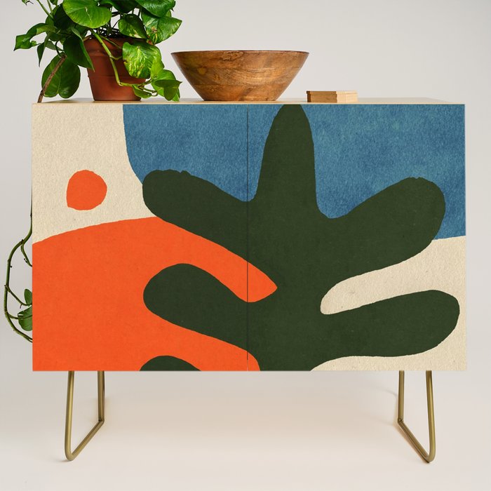 Abstract Sun and Leaf Shapes Credenza Gallery Image 1