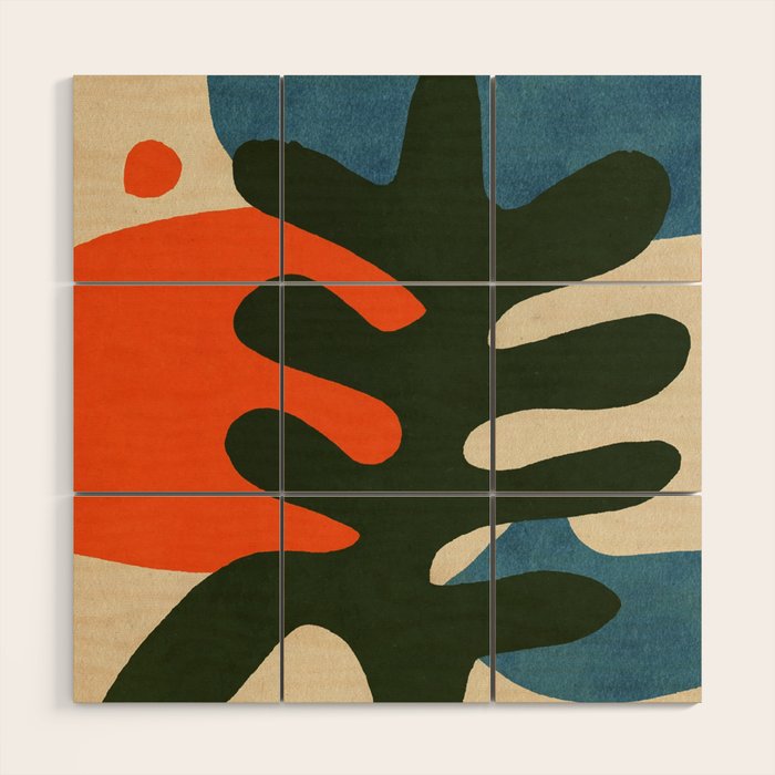 Abstract Sun and Leaf Shapes Wood Wall Art Gallery Image 1