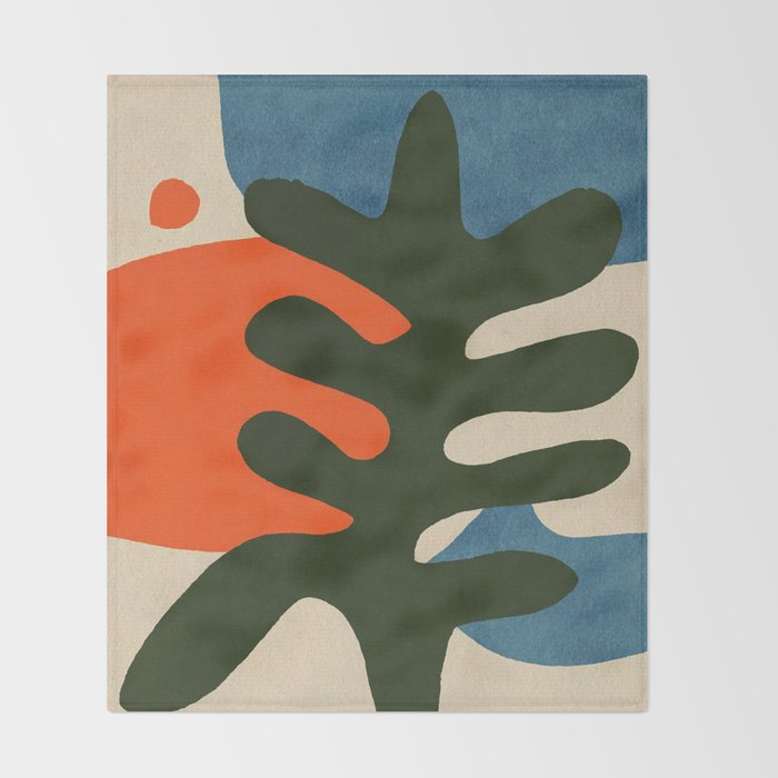 Abstract Sun and Leaf Shapes Throw Blanket Gallery Image 2