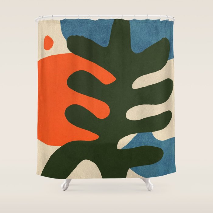 Abstract Sun and Leaf Shapes Shower Curtain Gallery Image 1