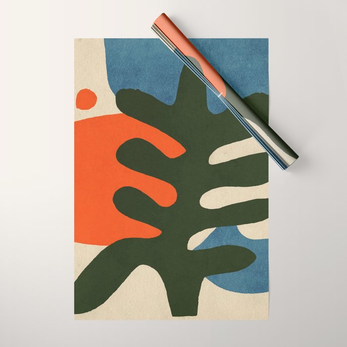 Abstract Sun and Leaf Shapes Wrapping Paper Gallery Image 1