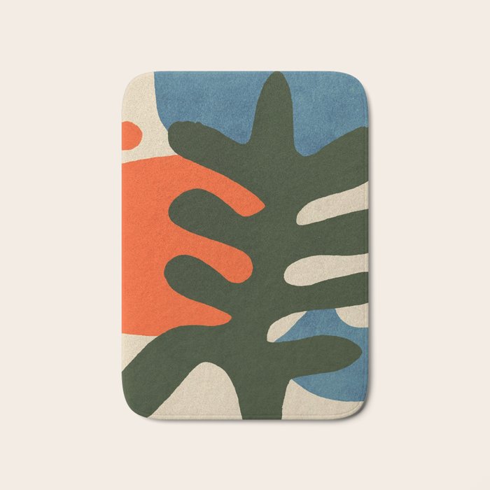 Abstract Sun and Leaf Shapes Bath Mat Gallery Image 1