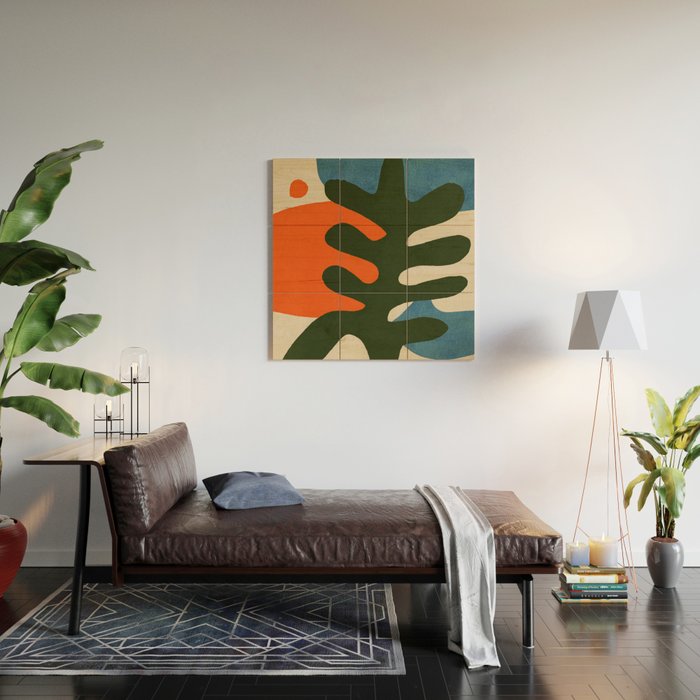 Abstract Sun and Leaf Shapes Wood Wall Art Gallery Image 2