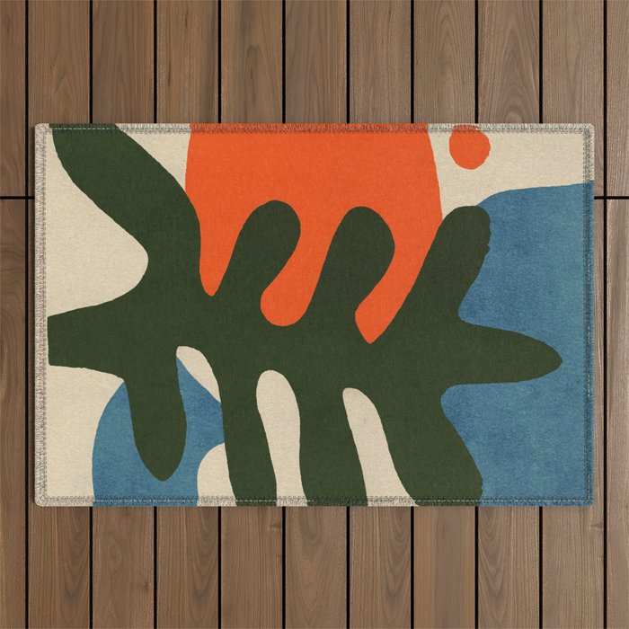 Abstract Sun and Leaf Shapes Outdoor Rug Gallery Image 1