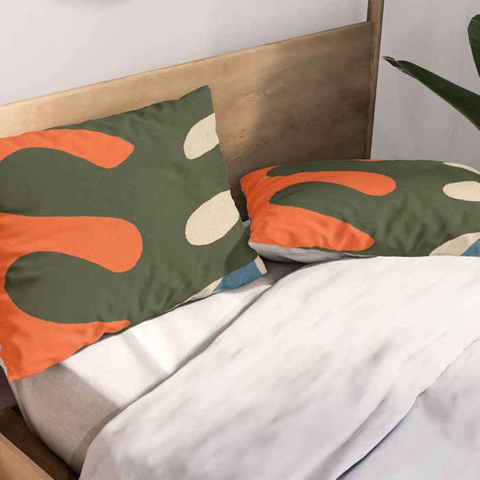 Abstract Sun and Leaf Shapes Pillow Sham Gallery Image 2