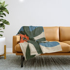 Abstract Sun and Leaf Shapes Throw Blanket Gallery Image 1