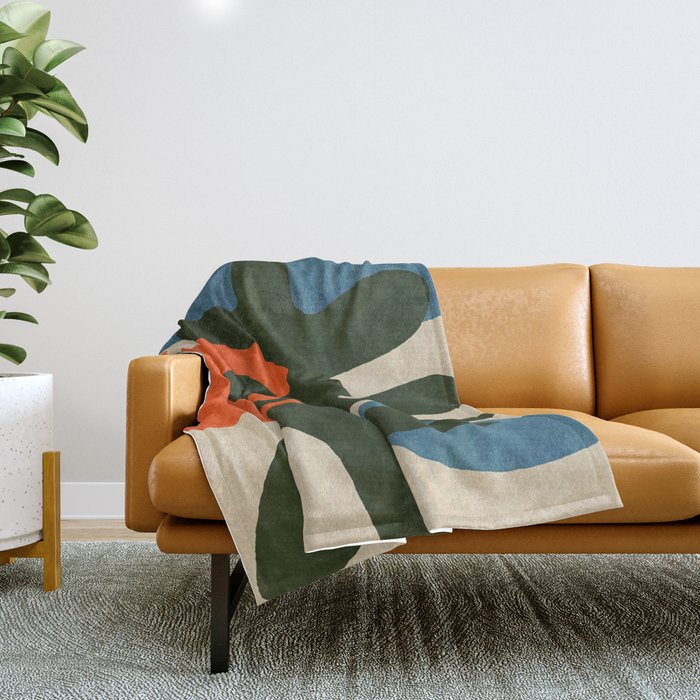 Abstract Sun and Leaf Shapes Throw Blanket Gallery Image 1