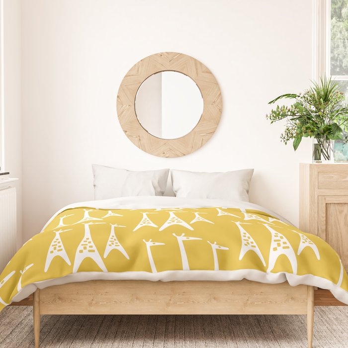 Mid Century Modern Giraffe Pattern 221 Mustard Yellow Duvet Cover Gallery Image 3