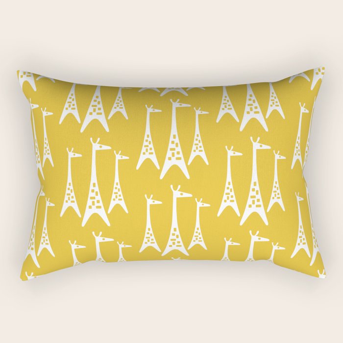 Mid Century Modern Giraffe Pattern 221 Mustard Yellow Rectangular Pillow Gallery Image 1
