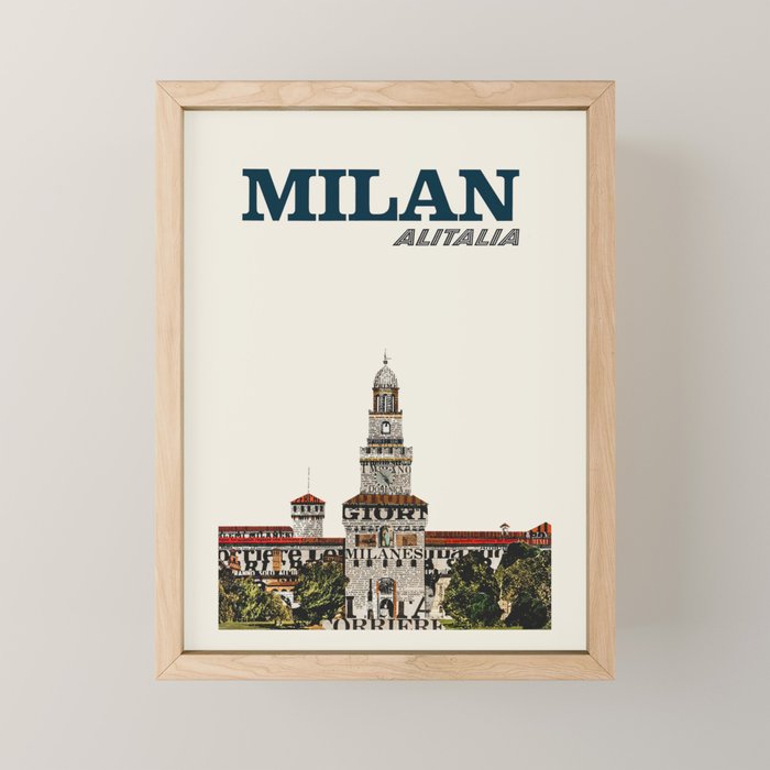 Milan Vintage Travel Poster, 1960s Mini Art Print Gallery Image 1