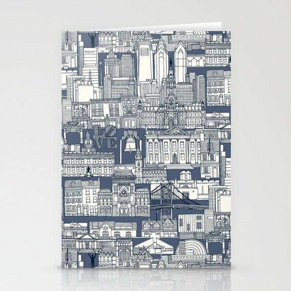Philadelphia toile blue indigo Stationery Card Gallery Image 1