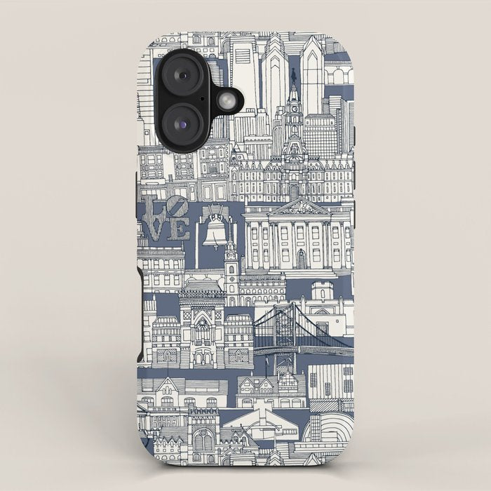 Philadelphia toile blue indigo iPhone Case Gallery Image 1