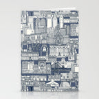 Philadelphia toile blue indigo Stationery Card Gallery Image 2