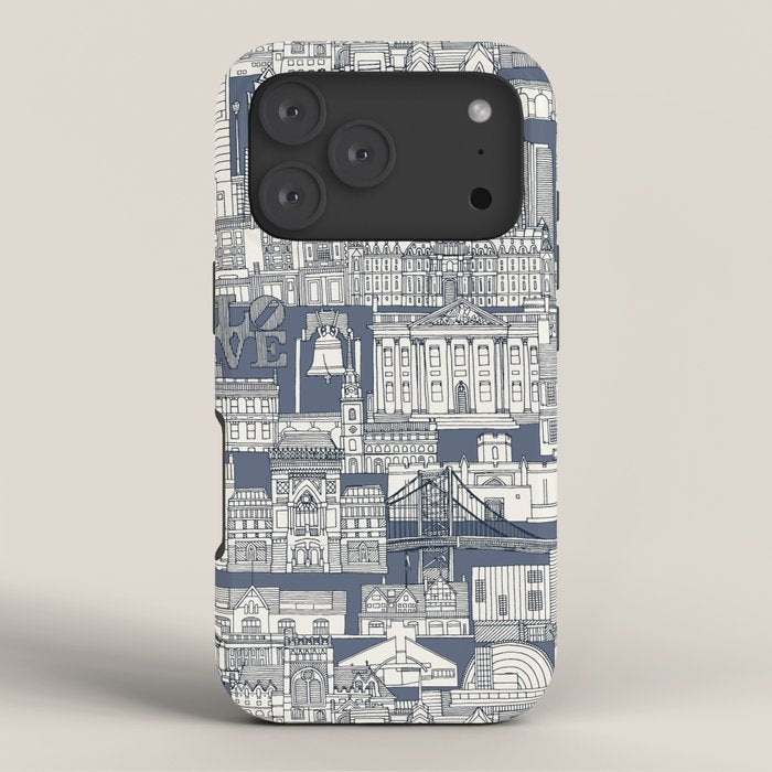 Philadelphia toile blue indigo iPhone Case Gallery Image 3