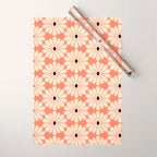 Retro Modern Daisy - Peach, Off-white and Black Wrapping Paper Gallery Image 1
