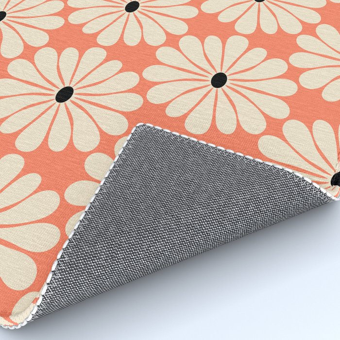 Retro Modern Daisy - Peach, Off-white and Black Rug Gallery Image 4