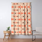 Retro Modern Daisy - Peach, Off-white and Black Window Curtain Gallery Image 5