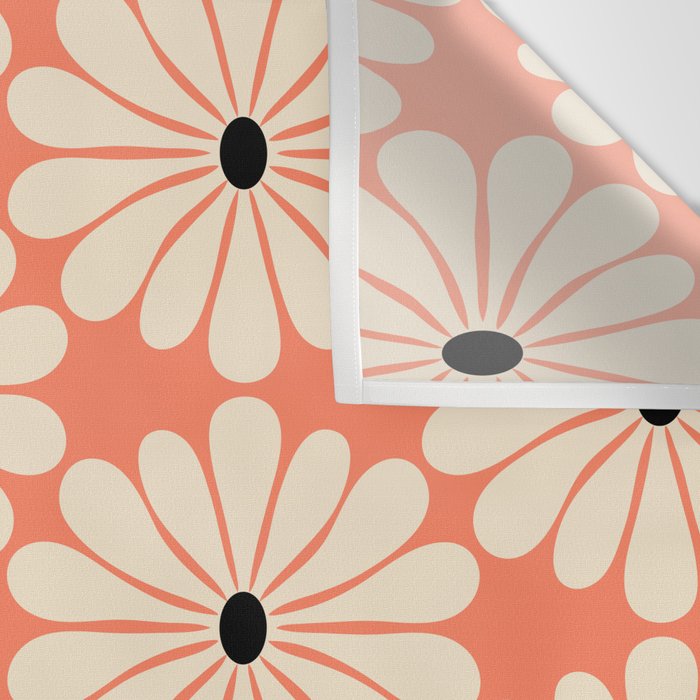 Retro Modern Daisy - Peach, Off-white and Black Wall Tapestry Gallery Image 3