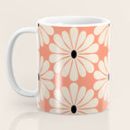 Retro Modern Daisy - Peach, Off-white and Black Coffee Mug Gallery Image 3