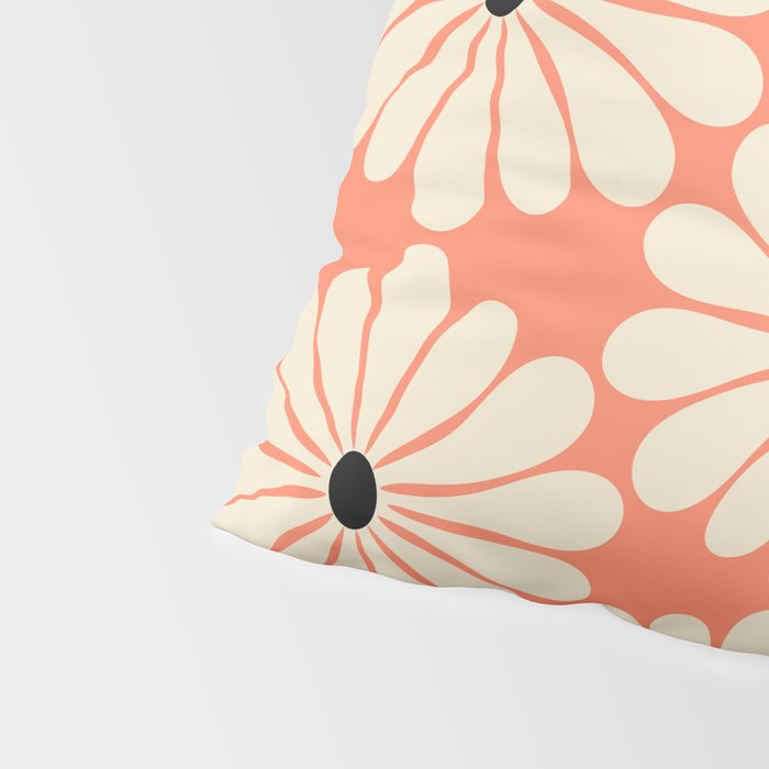 Retro Modern Daisy - Peach, Off-white and Black Pillow Sham Gallery Image 4