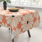 Retro Modern Daisy - Peach, Off-white and Black Tablecloth Gallery Image 3