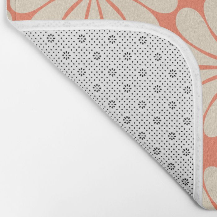Retro Modern Daisy - Peach, Off-white and Black Bath Mat Gallery Image 2