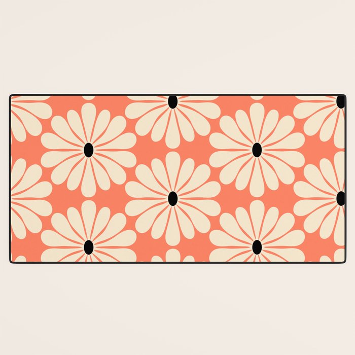 Retro Modern Daisy - Peach, Off-white and Black Desk Mat Gallery Image 3