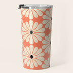 Retro Modern Daisy - Peach, Off-white and Black Travel Mug Gallery Image 3