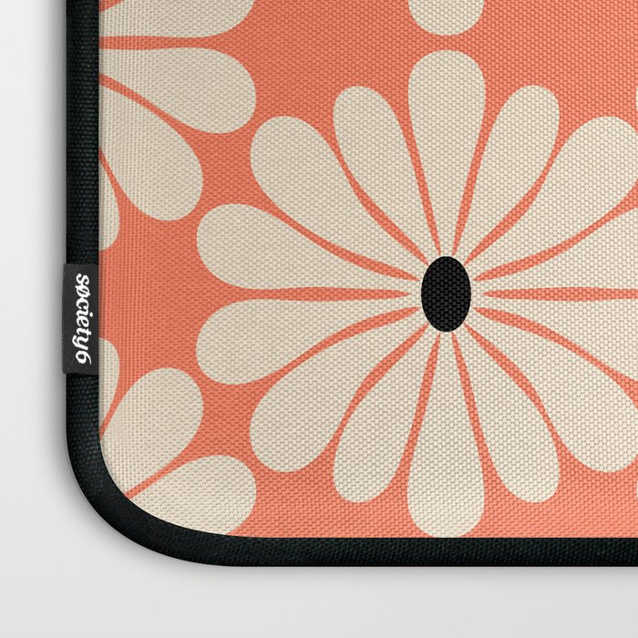 Retro Modern Daisy - Peach, Off-white and Black Laptop Sleeve Gallery Image 3