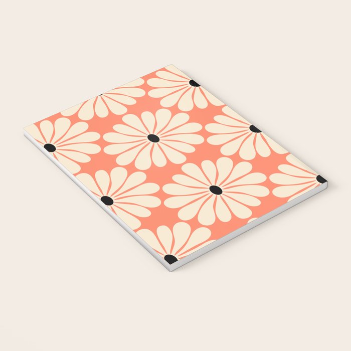 Retro Modern Daisy - Peach, Off-white and Black Notebook Gallery Image 3