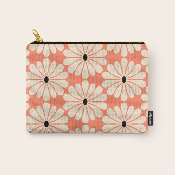 Retro Modern Daisy - Peach, Off-white and Black Carry All Pouch Gallery Image 1