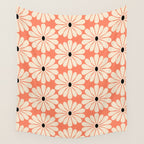 Retro Modern Daisy - Peach, Off-white and Black Wall Tapestry Gallery Image 4