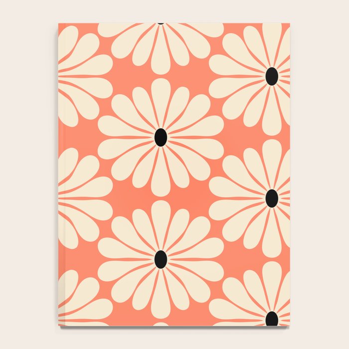 Retro Modern Daisy - Peach, Off-white and Black Notebook Gallery Image 4