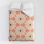 Retro Modern Daisy - Peach, Off-white and Black Duvet Cover Gallery Image 6