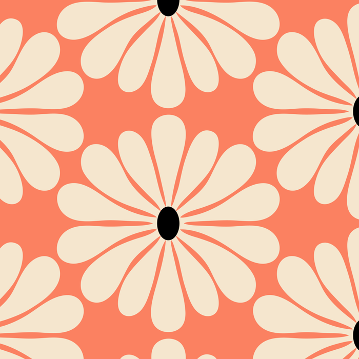 Retro Modern Daisy - Peach, Off-white and Black Coffee Mug Gallery Image 2