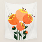 Orange Garden Flowers Wall Tapestry Gallery Image 4