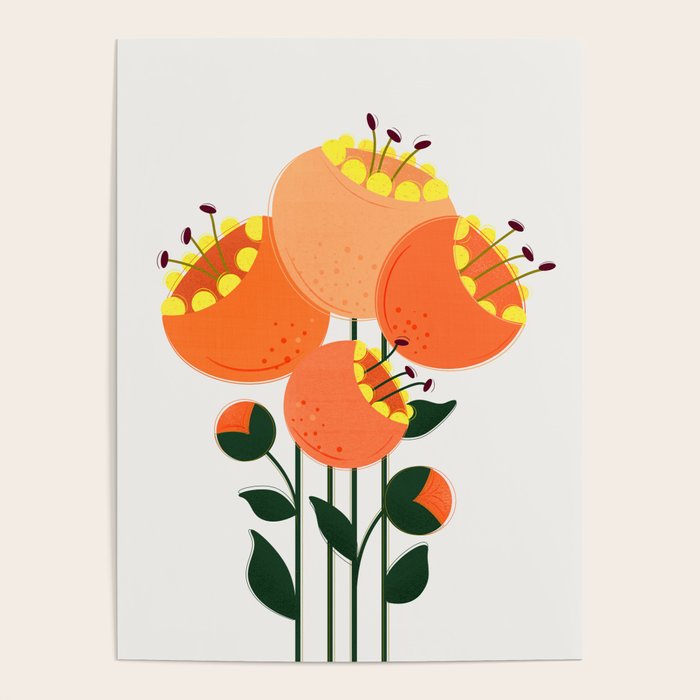 Orange Garden Flowers Poster Gallery Image 1