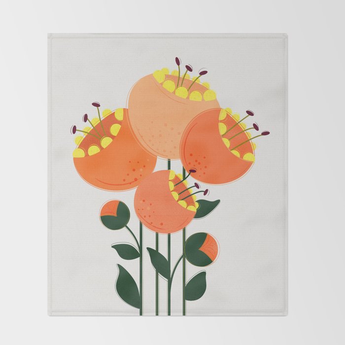 Orange Garden Flowers Throw Blanket Gallery Image 2