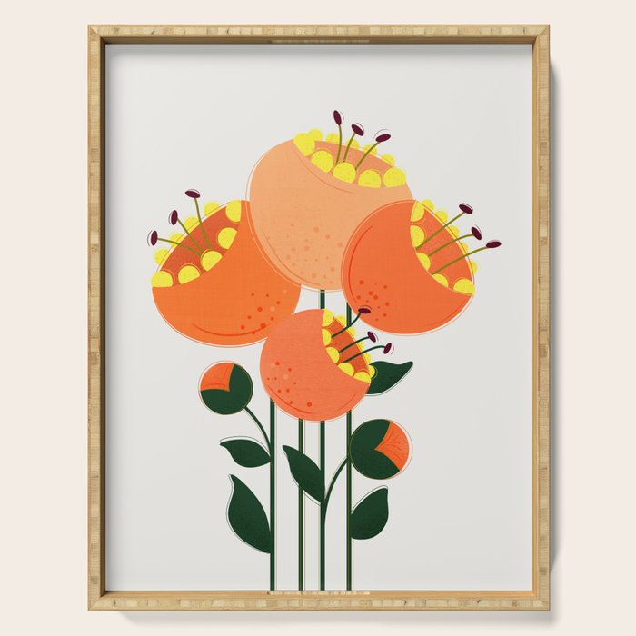 Orange Garden Flowers Serving Tray Gallery Image 1